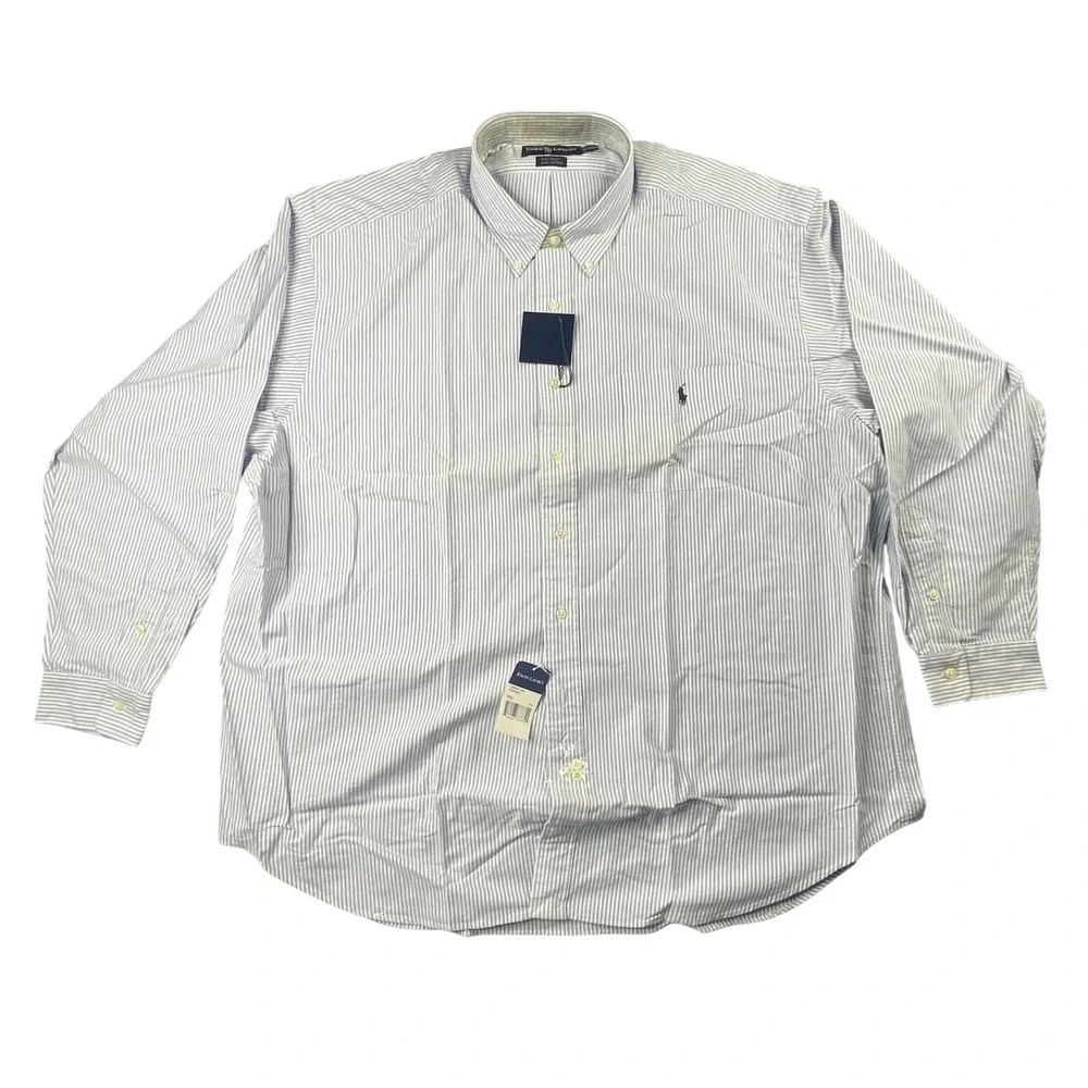 Polo Ralph Lauren Big Shirt Mens XXL Blue White Striped Oxford Button Down NWT